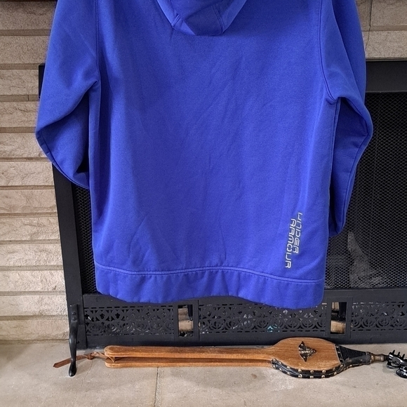 Under Armour Sweatshirt Men's Size Medium Hoodie Loose Fit Blue and White Logo - Picture 8 of 13